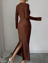 Cross neck knit slim-fit dress