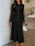 Retro solid color bodycon dress
