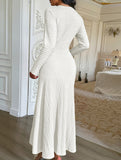Retro solid color bodycon dress