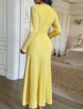 Retro solid color bodycon dress