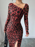 Retro leopard print bodycon dress