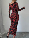 Retro leopard print bodycon dress