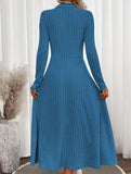 Round neck brushed ribbed long dress