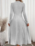 Round neck brushed ribbed long dress