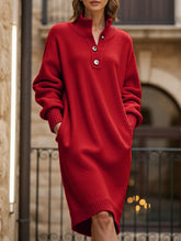 Lazy style long loose knitted cardigan dress