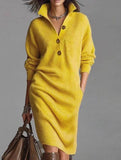 Lazy style long loose knitted cardigan dress