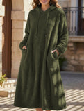 Loose-fitting hooded long-sleeved dress