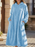 Loose-fitting hooded long-sleeved dress
