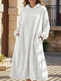 Loose-fitting hooded long-sleeved dress