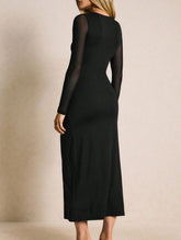 Fashionable patchwork mesh and metal buckle dress