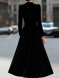 New velvet round neck long-sleeved dress