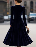 New velvet round neck long-sleeved dress