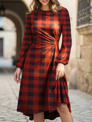 Stylish round neck slim-fit slit dress