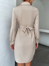 Elegant cross-over fitted shirt dress