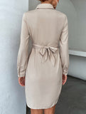 Elegant cross-over fitted shirt dress