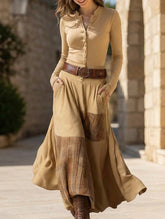 Mori-style patchwork long dress