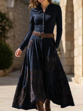 Mori-style patchwork long dress