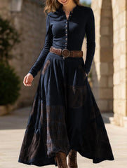 Mori-style patchwork long dress