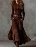 Mori-style patchwork long dress