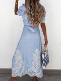 Pastoral style openwork embroidered dress
