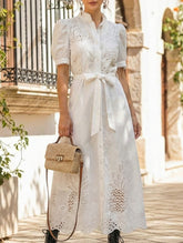 Pastoral style openwork embroidered dress