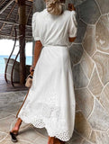 Pastoral style openwork embroidered dress