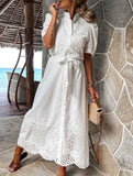 Pastoral style openwork embroidered dress
