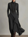 Long-sleeved crossover high-neck dress_CWDMD01860