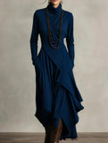 Long-sleeved crossover high-neck dress_CWDMD01860