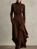 Long-sleeved crossover high-neck dress_CWDMD01860