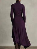 Long-sleeved crossover high-neck dress_CWDMD01860