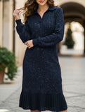 Casual long-sleeved polo collar dress