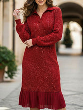 Casual long-sleeved polo collar dress