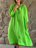 Solid Color Cotton Linen Button Maxi Dress_CWDMD01870