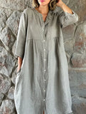 Solid Color Cotton Linen Button Maxi Dress_CWDMD01870