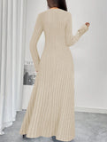 Plus-size ribbed elegant V-neck dress for women