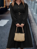 Lantern Sleeve Ruffle Hem Shirt Dress_CWDMD01935