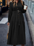 Lantern Sleeve Ruffle Hem Shirt Dress_CWDMD01935