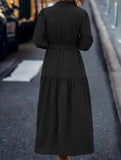 Lantern Sleeve Ruffle Hem Shirt Dress_CWDMD01935