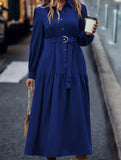 Lantern Sleeve Ruffle Hem Shirt Dress_CWDMD01935