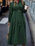 Lantern Sleeve Ruffle Hem Shirt Dress_CWDMD01935