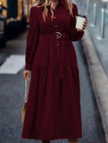 Lantern Sleeve Ruffle Hem Shirt Dress_CWDMD01935