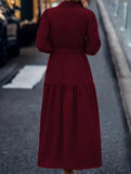Lantern Sleeve Ruffle Hem Shirt Dress_CWDMD01935