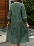 Retro ethnic style lantern sleeve loose slimming dress