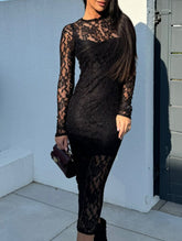 Fitted openwork lace X sexy bodycon maxi skirt
