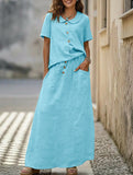 Casual solid color loose dress for women