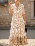 Plus-size super fairy V-neck versatile floral dress
