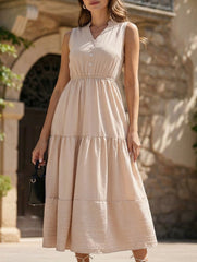 Elegant sleeveless textured dress for work women