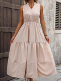 Elegant sleeveless textured dress for work women
