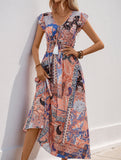 Resort-style midi dress with paisley floral print_CWDMD02043